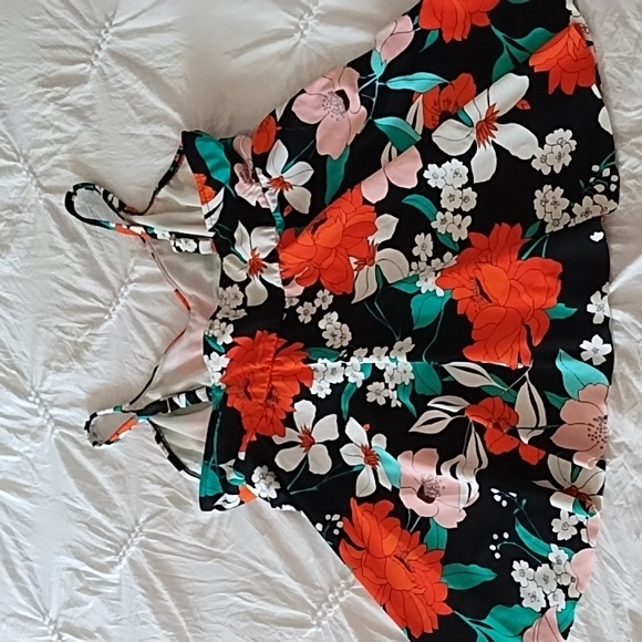 2 PC TANKINI BLACK FLORAL BATHING SUIT SZ 14 - Picture 4 of 8